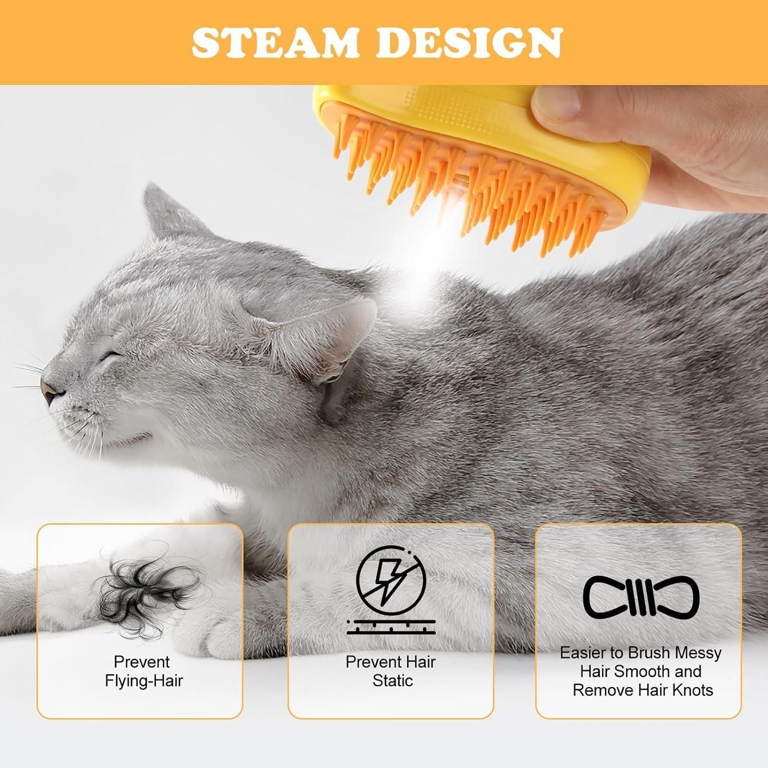 Steamy Pet Hair Brush – Shine & Comfort in One