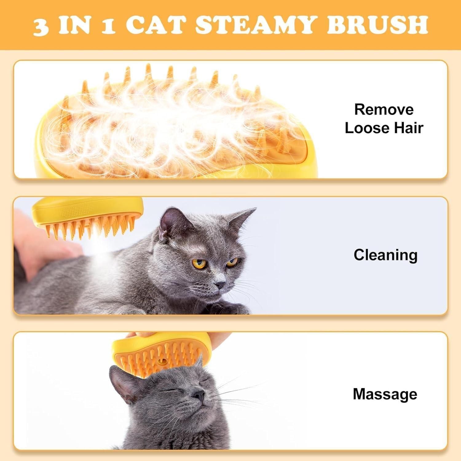 Steamy Pet Hair Brush – Shine & Comfort in One